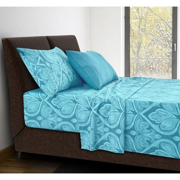 Lux Decor Collection Twin Bed Sheets - 1800 Series Brushed Microfiber Sheets - 4 Piece Twin Sheets Set (Twin, Blue)