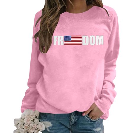FYEGRE Women s Long Sleeve T-Shirt Graphic Tees for Women Funny Winter Fall Holiday Family Match Shirts Basis Tops Blouse Pink L