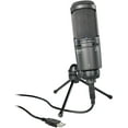 thumbnail image 2 of Refurbished (Good) Audio Technica Cardioid Condenser USB Microphone, With Built-In Headphone Jack & Volume Control, with Tripod Stand, Black - AT2020USB+, 2 of 4