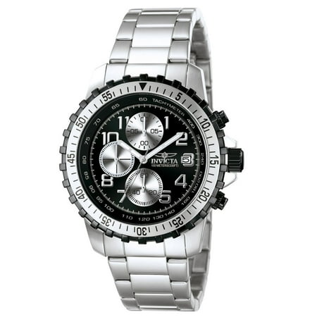 Invicta 6000 Men's Specialty Pilot Black Dial Chronograph Stainless Steel Watch