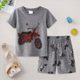 thumbnail image 2 of Toddler Boy Outfit Set Toddler Baby Fire Truck Animal Print Short Sleeve T-Shirt and Shorts 2-Piece Cute Summer Outfit Toddler Boy Short Set, 2 of 8