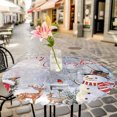 thumbnail image 6 of Christmas Round Tablecloth for 45-54 Inch Tables, Fitted Table Cover with Elastic Edge, Snowman Xmas Tree Snowflake White Waterproof Outdoor Table Cloth Protector for Patio Garden Dinner Picnic, 6 of 9