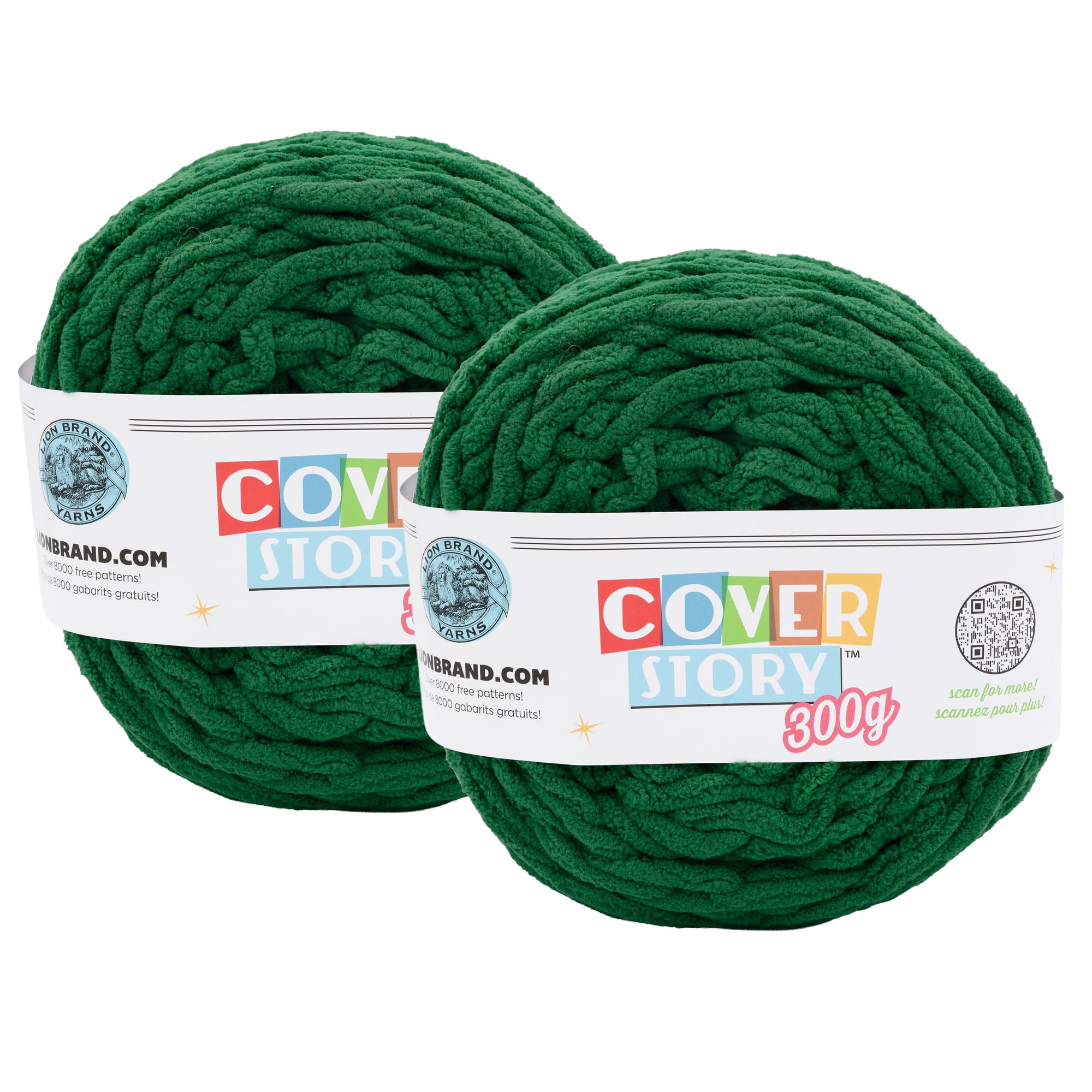 Lion Brand Yarn Cover Story 300G Emerald #6 Super Bulky, Polyester 10.5 oz/300 g, 164 yds/150 m, 2-Pack