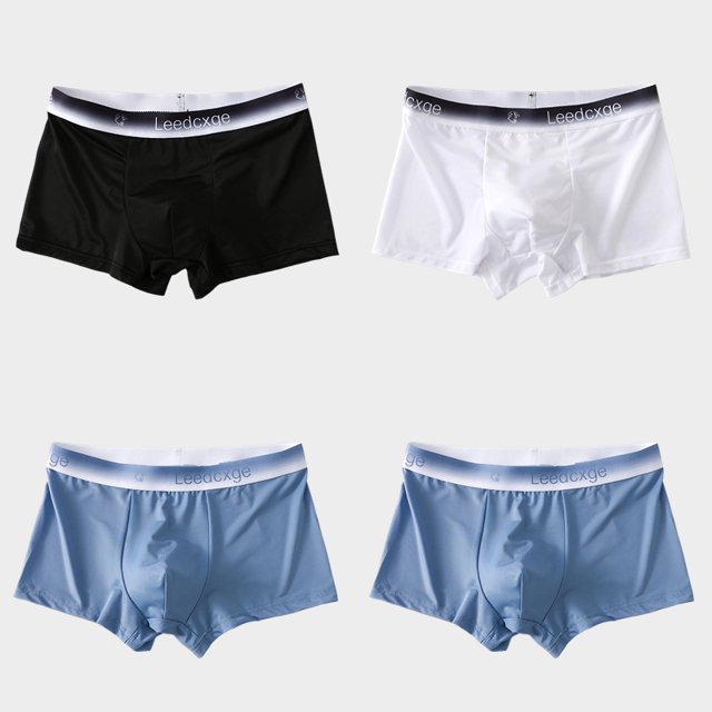 Summer Men Boxers Ice Silk Seamless Panties Ultra-thin Gradient Color Underpants Breathable 4 PCS Set Slip Silk Panties Men 7 XXL