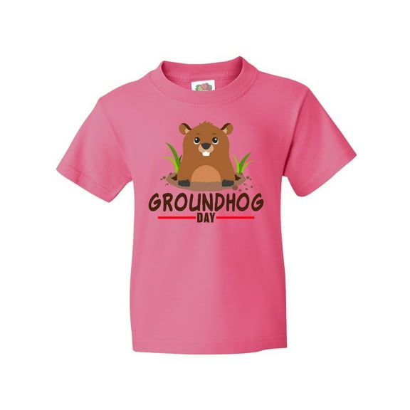 Inktastic Groundhog Day with Cute Groundhog Illustration Youth T-Shirt