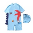 thumbnail image 2 of Baby Toddler Boys Dinosaur Swimsuit One Piece Zip Sunsuits with Sun Hat Beach Bathing Suit for 1-7T, 2 of 3