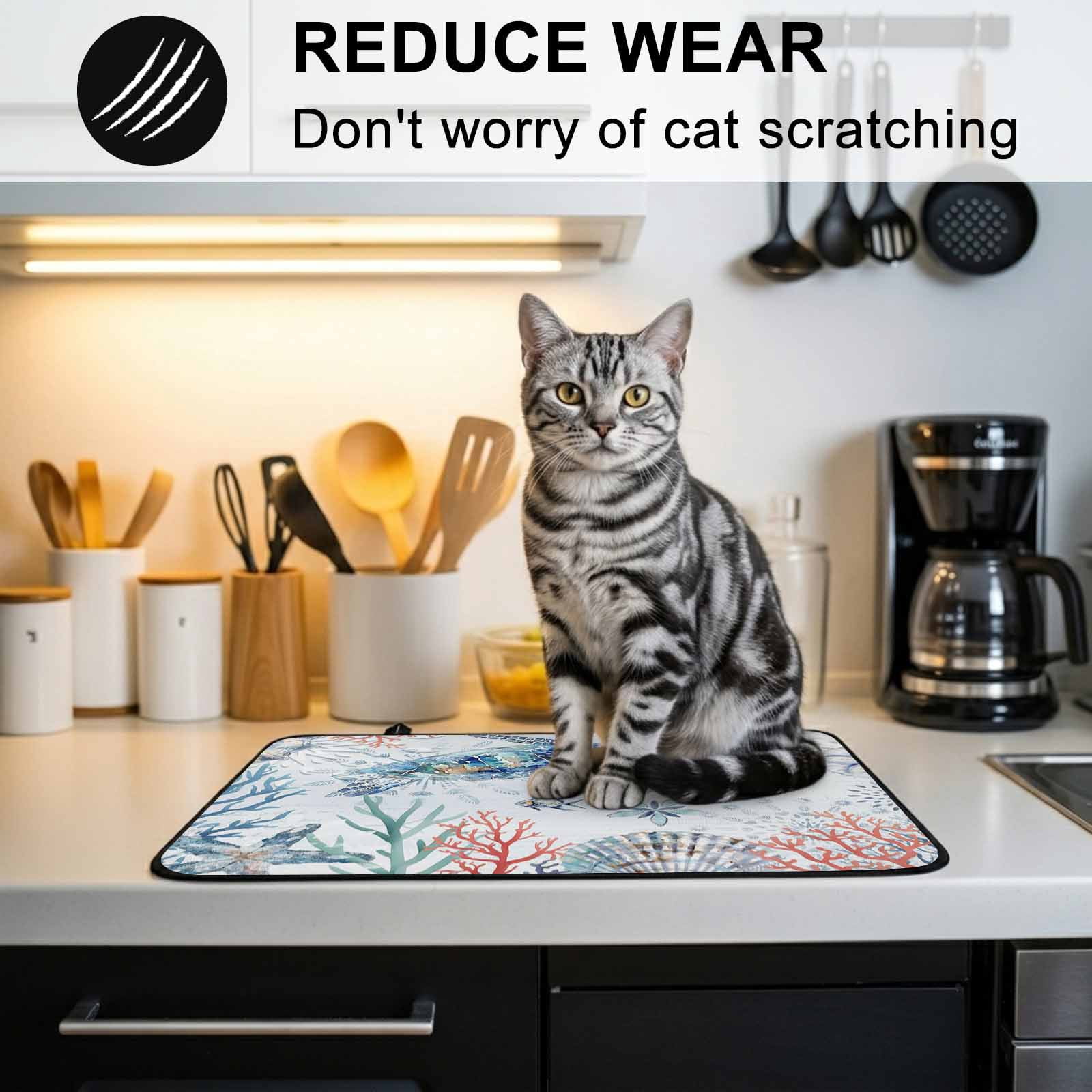 Ocean Turtle Stove Top Cover for Electric Stove, Heat-proof & Non Slip Glass Top Stove Cover Protector, Summer Coastal Coral Flower Shells Kitchen Flat Cooktop Rubber Mat 24x21 Inches