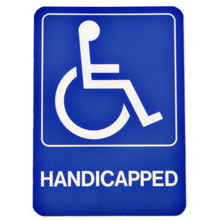 HY-KO Products D-17 Handicapped Info Graphic Plastic Sign, 5 in x 7 in, White/Blue