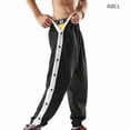 thumbnail image 4 of Qarigey Pantalones deportivos de pierna suelta con botones para hombre, pantalones de chándal de apertura completa informales de verano con bolsillos, Prendas para la parte inferior del cuerpo Negro/L, 4 of 6