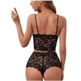 thumbnail image 2 of Conjunto de lencería sexy de encaje floral transparente, ropa de dormir de cintura alta, sujetador y bragas, 2 of 5