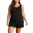 thumbnail image 2 of Binmer Women's Plus Size 2 Piece Pajama Set ,Sleeveless Crew Neck Tank Top and Shorts ,Soft Comfy Sleep Loungewear Outfit Black,XXL, 2 of 9