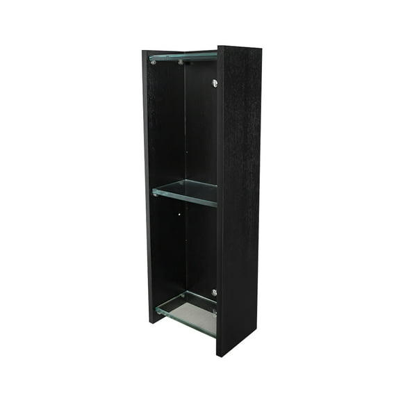 Mueble BOTIQUIN Gravita NEGRO CON REPISAS DE CRISTAL MDF 70cm alto 24cm largo 15cm fondo