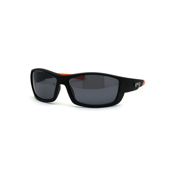 Choppers Mens Biker Warparound Motorcycle Sunglasses Matte Black Orange