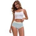 thumbnail image 4 of DARING DIVA Women's High Waisted Lace Trim Briefs Full Coverage Panties M Blue, 4 of 6