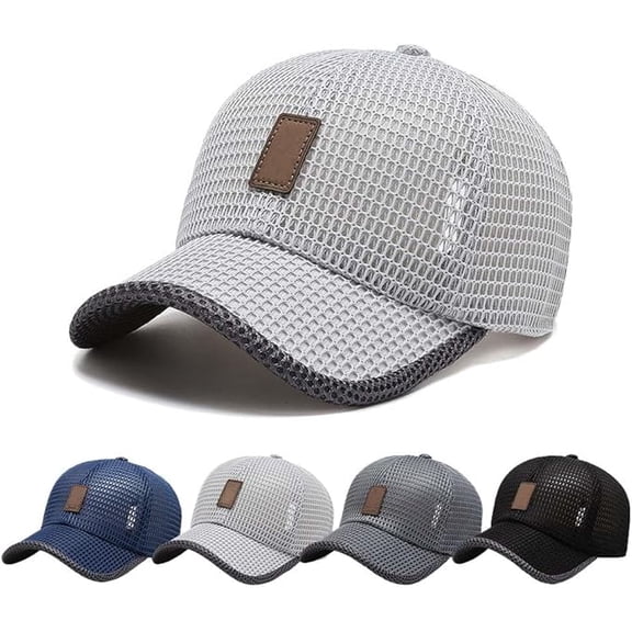 Summer Mesh Baseball Cap for Men Women Trucker Mesh Hat Baseball Hats Outdoor Sports Running hat (Light Gray)