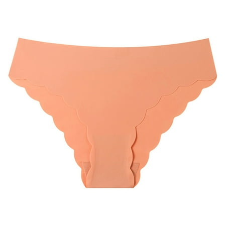 Early Bird Deal: Women s Panties  Ropa Interior de Mujer  Women s Large Size Underwear Wave Low Waist Breathable Nylon Briefs Ice Silk Invisible Seamless Underwear SOPATENOR Orange M