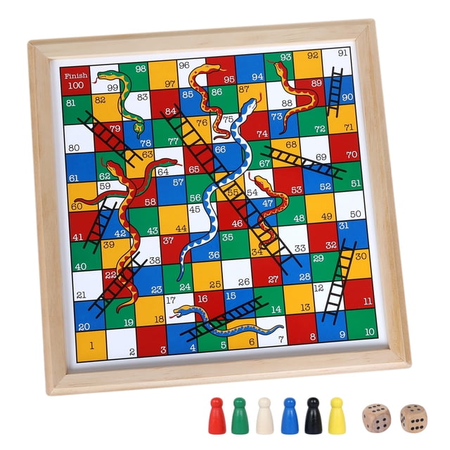 Juego de serpientes y escaleras Gothink Wooden, educativo para niños