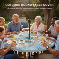 thumbnail image 3 of Round Outdoor Tablecloth with Umbrella Hole and Zipper, Beach Coastal Blue Tablecloth with Elastic Waterproof, Nautical Shell Starfish Coral Summer Patio Table Covers for 31" - 35" Pool Tables, 3 of 9