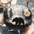 thumbnail image 3 of Brown Bear Round Fitted Table Cover Black Bear Forest Animal Modern Art Retro Waterproof Table Cloth with Elastic Edge Wipeable Tablecloth for Picnic Camping Party Fits 36"-44" Diameter, 3 of 8