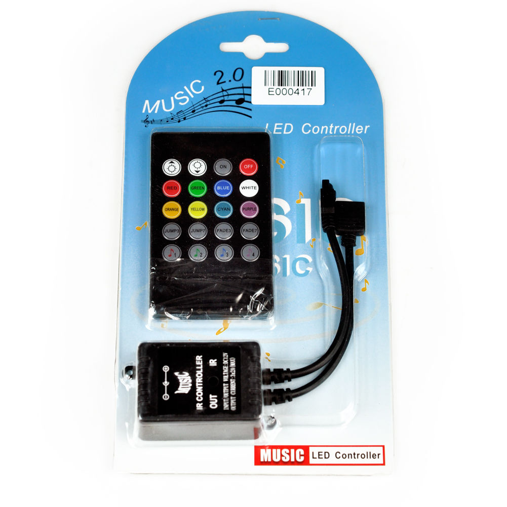Music sound activated RGB LED controller for light strip 20 key remote control