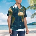 thumbnail image 2 of Cauagu World Map Print Hawaiian Shirt for Men,Casual Short Sleeve Button Down Shirts Summer Beach Men's Regular-Fit Short-Sleeve Print Shirt -Large, 2 of 6