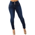 thumbnail image 3 of Womens Juniors Butt Lifting Skinny Jeans - High Waisted Dark Wash Skinny Jeans - Dark Wash Jeans 11074M, 3 of 6