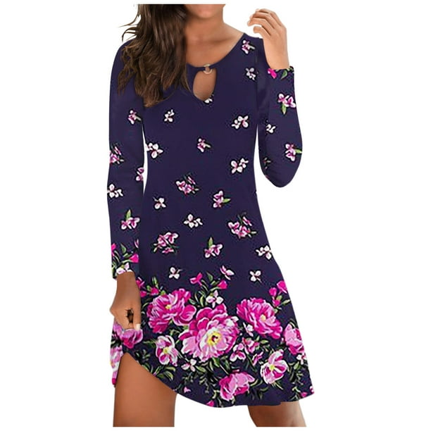 ClodeEU Fashion Casual Long Hollow Out Slim Mini Dress Purple 12(XXL) - Walmart.com