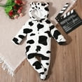 thumbnail image 2 of LIIPEE Girls Boys Onesie Long Sleeve Cow Printed Hooded Jumpsuit Toddler Sweet Vacation One-Pieces,White,6-12 Months, 2 of 9