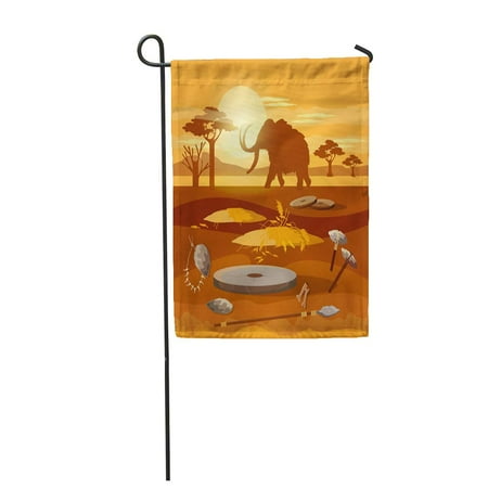 - KDAGR Stone Age Hunting for Mammoth Prehistoric Tool Neolithic Paleolith Mesolith Garden Flag Decorative Flag House Banner 12x18 inch