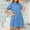 Blue, variant on Dolkfu Green Summer&Fall Dresses for Women Mini Retro Short Sleeve Collared Dresses Relaxed Fit Modern Solid Refined Shirt Dress Army Green,L