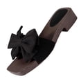 thumbnail image 2 of Xucatan Women's Flat Sandals, Plus Size Beach Mules with Oversized Glitter Bow, Thick Wood Grain Block Heel Footwear, Casual Spring Summer Slide Design for Daily Wear Gift, 2 of 7