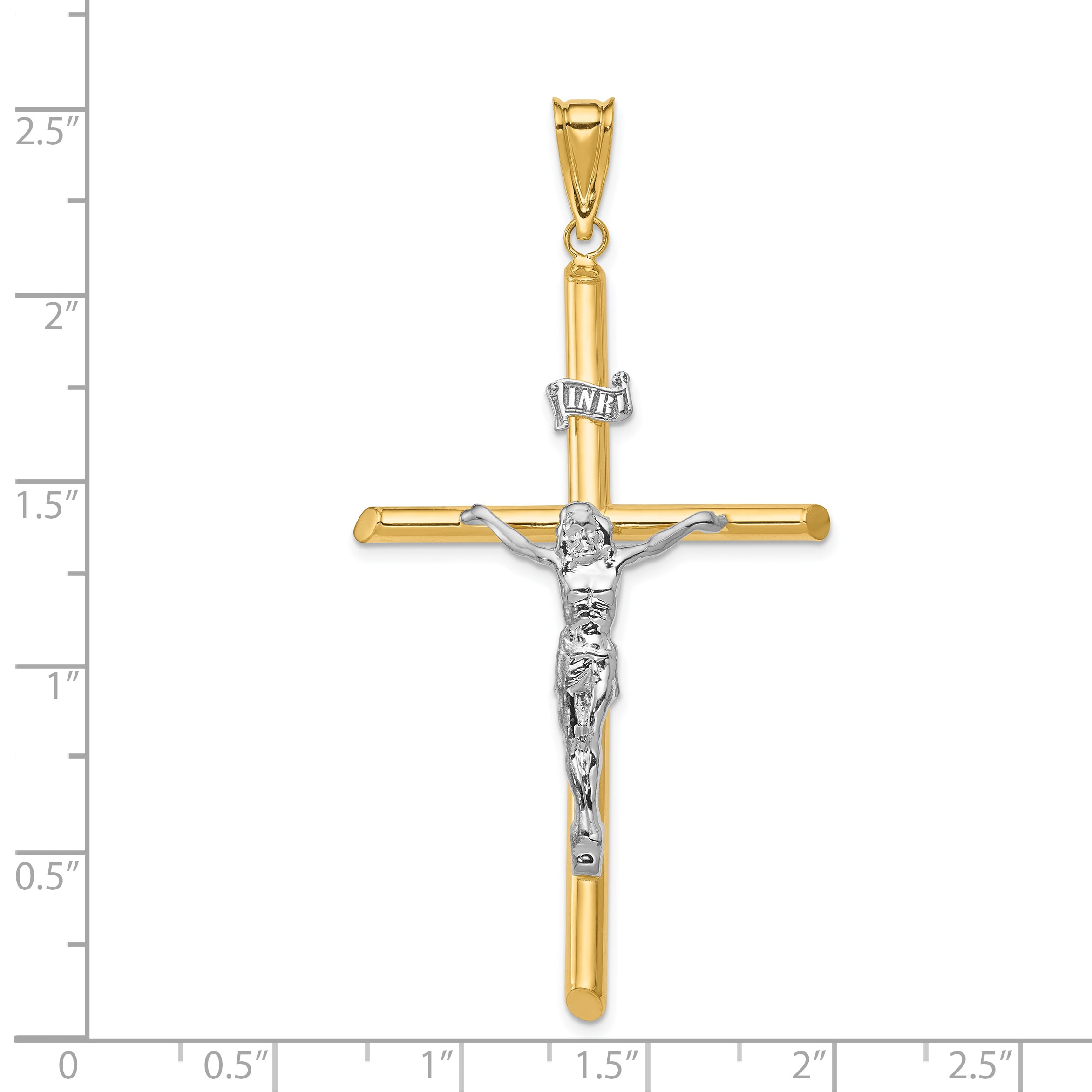 White YELLOW GOLD 2 Tone Plated Cross Jesus Christ Crucifix Pendant Chain Neckla