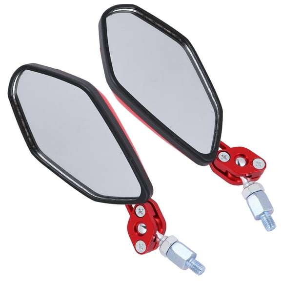 KALLORY Rear View Mirror for Motorcycle 1 Pair Red Plastic Retroreflector 360° Rotation 9.3x3in for Street Biking