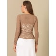 thumbnail image 3 of DARING DIVA Women's Ruffled Hem Floral Lace Crop Shrug Cardigan XS Khaki, 3 of 5
