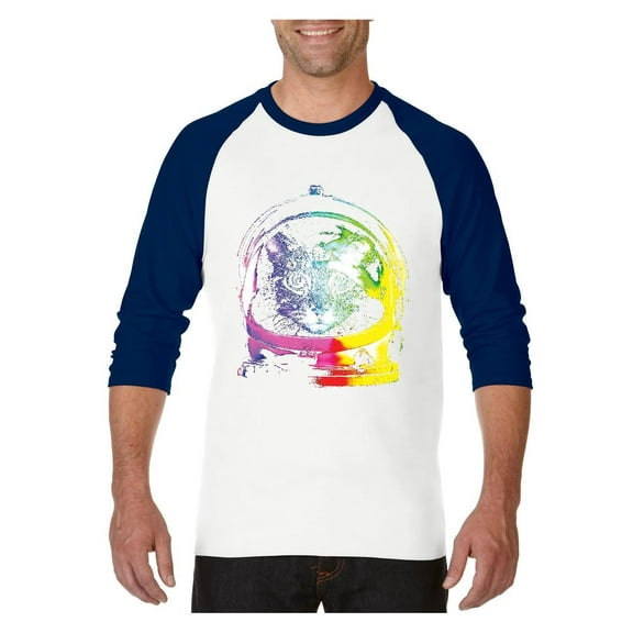 MmF - Mens Raglan Sleeve Baseball T-Shirts, up to Size 3XL - Space Cat