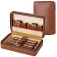 thumbnail image 3 of Humidor de puros para 4 puros, humidor de cuero portátil con acabado de madera de cedro, bolsa de viaje con cremallera para puros y accesorios, estuche para humidor de 4 puros forrado en madera de ced, 3 of 8