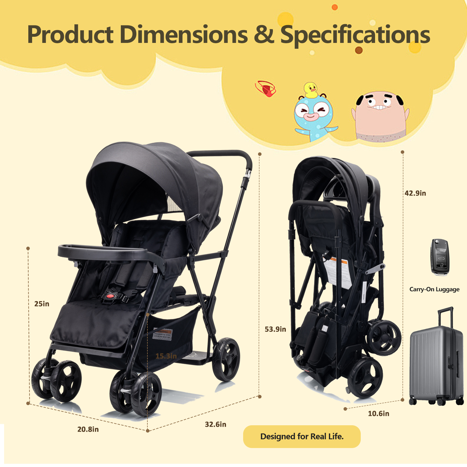 Funyard Double Sit and Stand Lightweight Travel Stroller photo 6