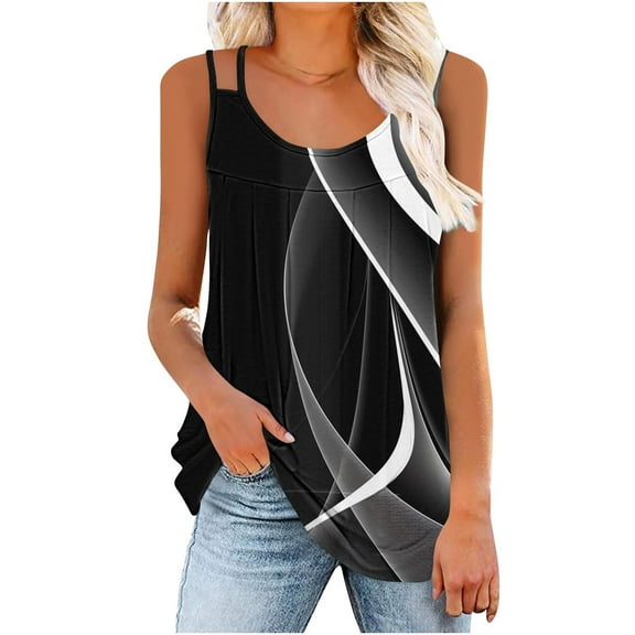 XUNKUSGA Women's Tank Top Multi-Strap Casual Solid Color Sleeveless Basic Cami Shirts for Trainning Round Neck Strap Summer Outfit 2025 Gym