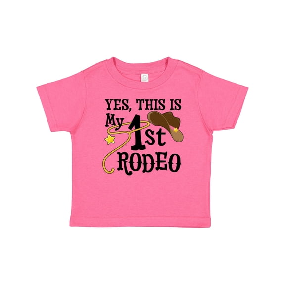 Inktastic Yes, This is My 1st Rodeo Cowboy Hat with Pink Band, Lasso Girls Baby T-Shirt