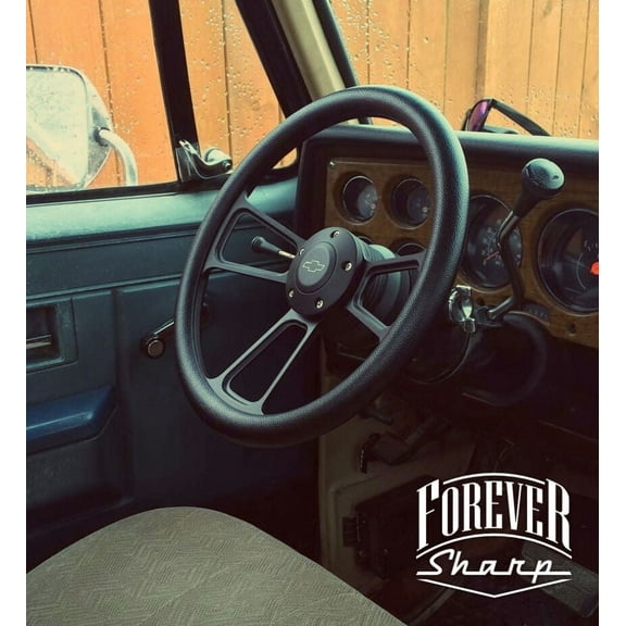 14" Billet Black Muscle Chevy 60-69 Trucks Steering Wheel w/ Chevy Engraved Horn"