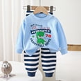 thumbnail image 2 of TOWED22 Toddler Girl Cute Clothing Outfits Set 2 Piece Long Sleeve Soft Sweatshirt and Pants Print Clothes Fall Winter(Light Blue,6-12 M), 2 of 5