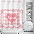 thumbnail image 4 of No Hook Shower Curtain with Built-in Rings - Pink Buffalo Check Plaid Love Hearts Washable Waterproof Fabric Bathroom Curtains for Hotel,Rentals, 66 X 72 Inch Long , Pink White, 4 of 9