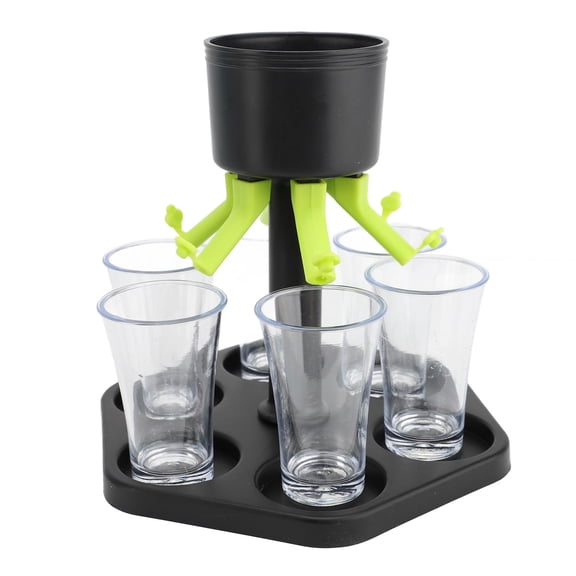 BIMZUC 6‑Shot Party Dispenser – Even‑Pour Glass Holder with Detachable Tray for Bars & Birthday Parties