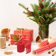 IFANLANDOR 1Pack Christmas Decoration Ribbon Red 78.7in x 2.4in Jute Crafts Wraps