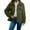 Blackish Green, variant on 2025 Thermal Stand Collar Button Down Jacket Winter Warm Pockets Outerwear for Women L Size Beige