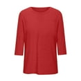 thumbnail image 4 of HongQid Plus Size Tops for Womens 3/4 Sleeve Casual T Shirts Loose Fit Tunic Round Neck Blouse, 4 of 4