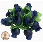 144 Miniature Poly Rose Silk Favor Flower Pick Wedding Shower - Navy Blue