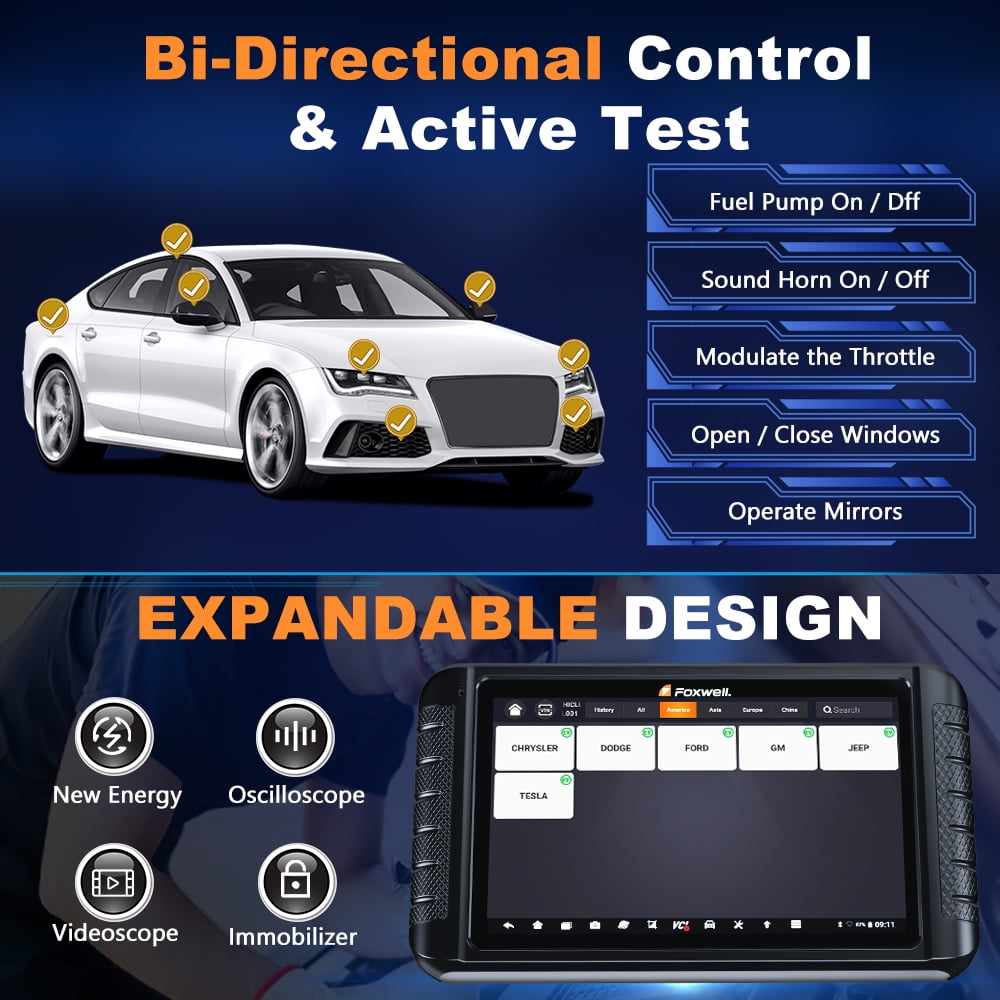FOXWELL Car OBD2 Scanner Bi-direction Automotive Full System Diagnostic Tool ECU Cod-ing