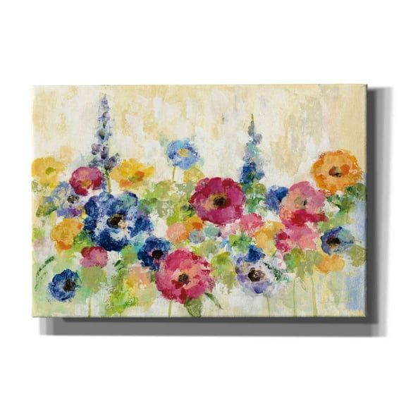 Epic Graffiti 'Sunshine Field Flowers' by Silvia Vassileva, Canvas Wall Art, 26"x18"