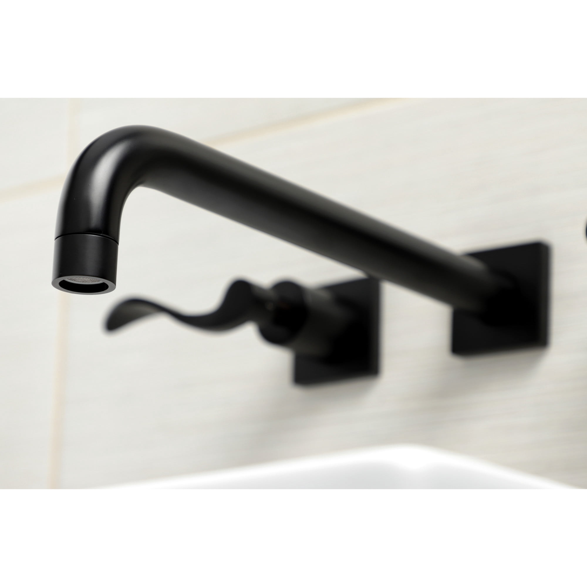 Kingston Brass KS6050DFL NuWave Two-Handle 3-Hole Wall Mount Roman Tub Faucet in Matte Black